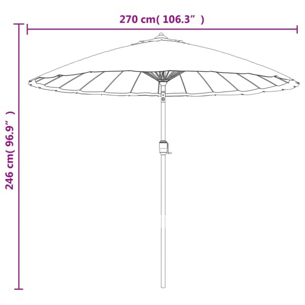 Sombrilla de jardín con palo de aluminio negro 270 cm