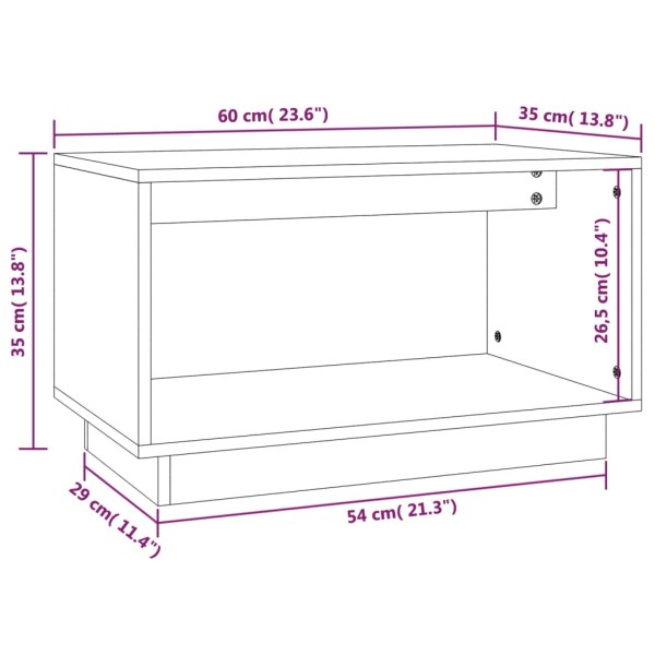 Mueble de TV madera maciza de pino marrón miel 60x35x35 cm