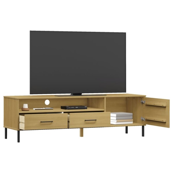 Mueble de TV con patas de metal OSLO madera maciza pino marrón