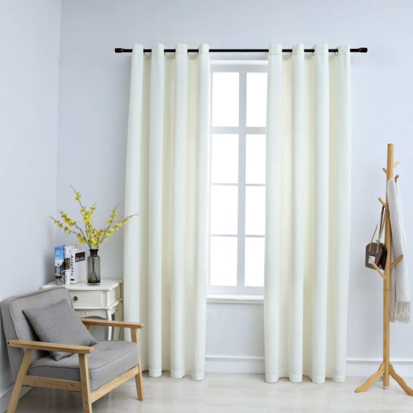 Cortinas opacas con anillas 2 uds terciopelo crema 140x225 cm