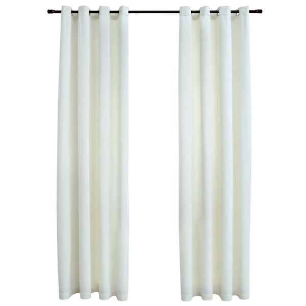 Cortinas opacas con anillas 2 uds terciopelo crema 140x225 cm