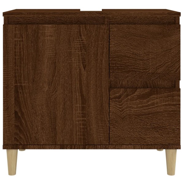 Armario de baño madera contrachapada marrón roble 65x33x60 cm