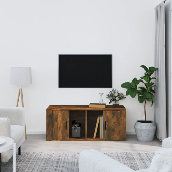 Mueble para TV madera contrachapada roble ahumado 100x35x40 cm