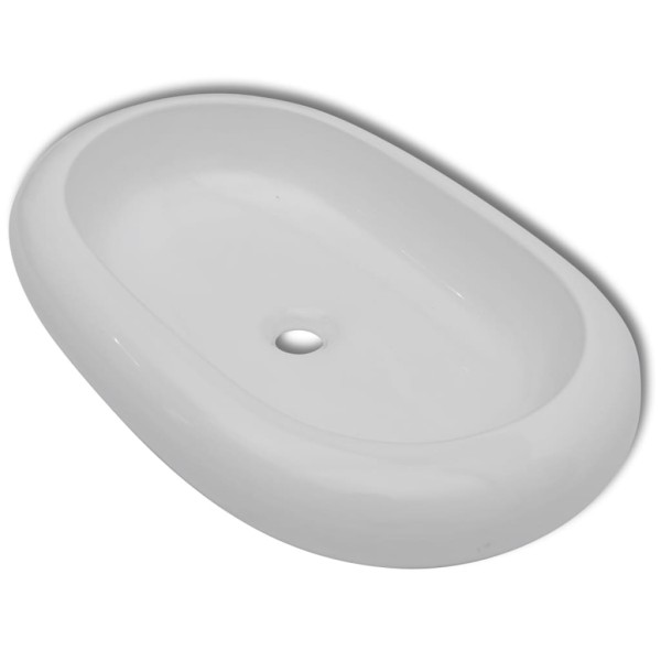 Lavabo ovalado de cerámica blanco 63x42 cm