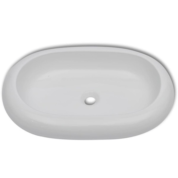 Lavabo ovalado de cerámica blanco 63x42 cm