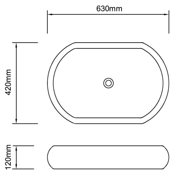 Lavabo ovalado de cerámica blanco 63x42 cm