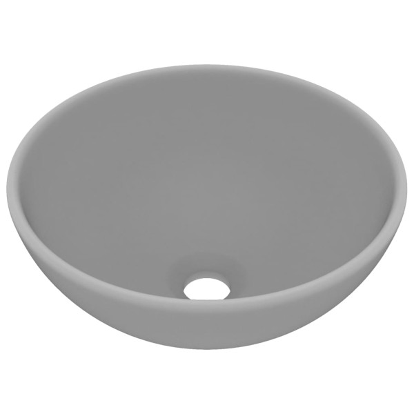 Lavabo de lujo redondo cerámica gris claro mate 32,5x14 cm