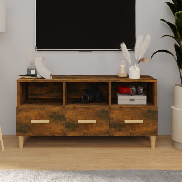 Mueble de TV madera contrachapada roble ahumado 102x36x50 cm