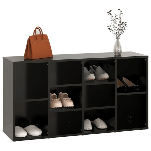 Banco zapatero de madera contrachapada negro 103x30x54,5 cm