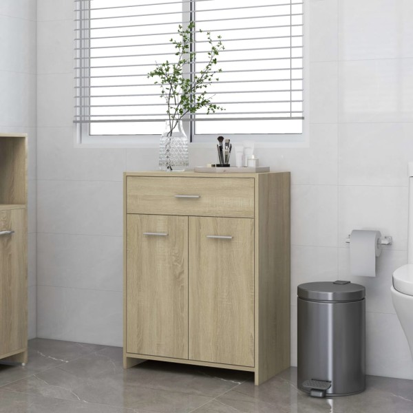 Armario de baño madera contrachapada roble Sonoma 60x33x80 cm