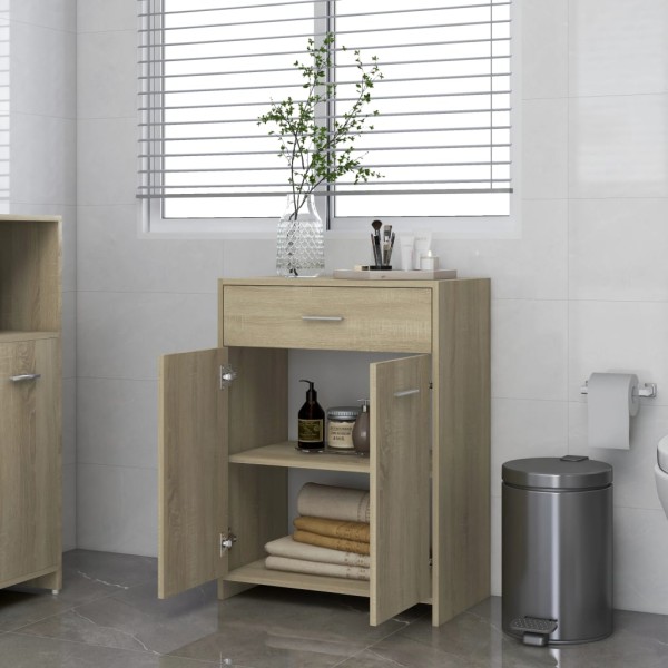 Armario de baño madera contrachapada roble Sonoma 60x33x80 cm