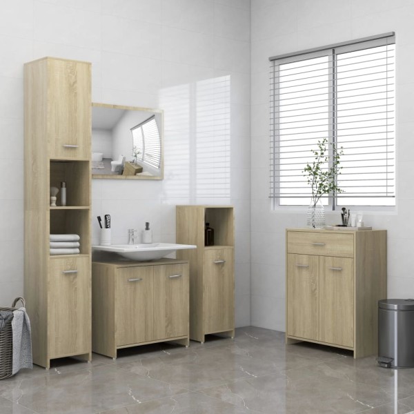 Armario de baño madera contrachapada roble Sonoma 60x33x80 cm