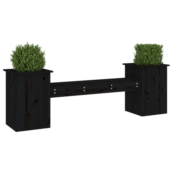 Banco con jardineras madera de pino negro 184,5x39,5x56,5 cm