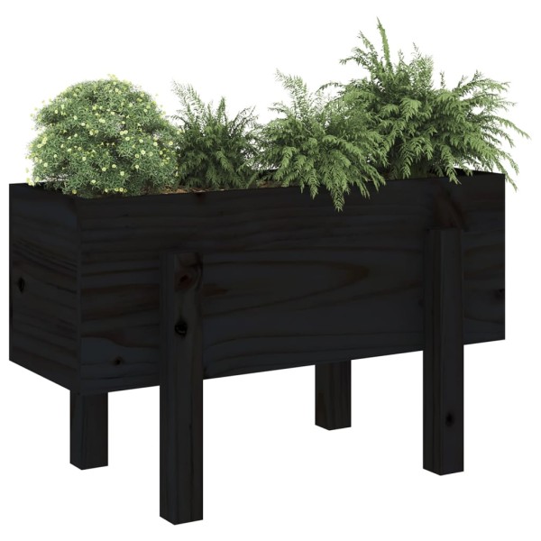 Jardinera madera maciza de pino negro 62x30x38 cm