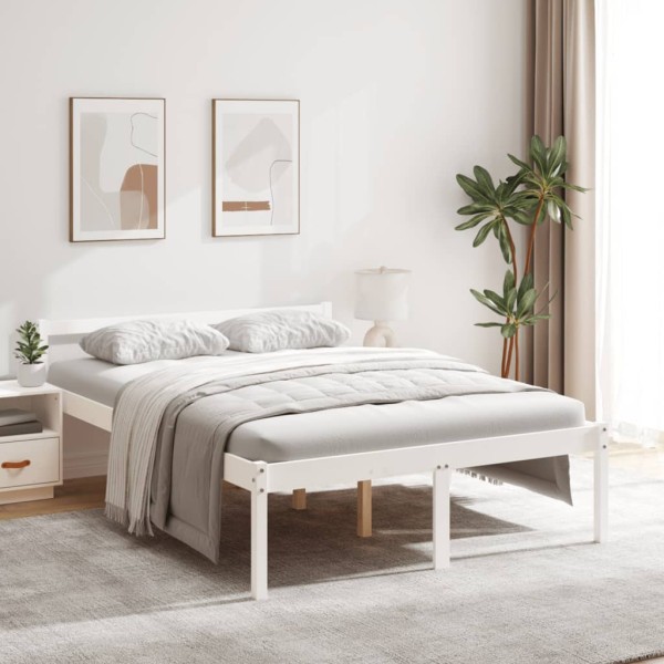 Cama para personas mayores madera maciza pino blanca 120x200 cm