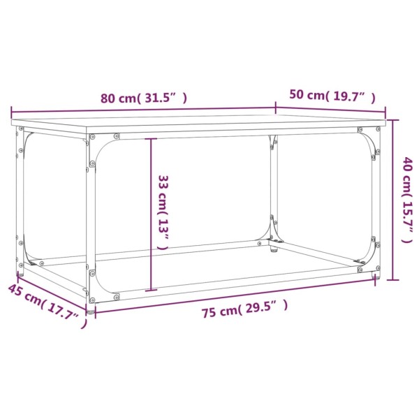 Mesa de centro madera y hierro roble Sonoma 80x50x40 cm