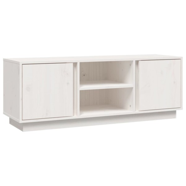 Mueble de TV madera maciza de pino blanco 110x35x40,5 cm