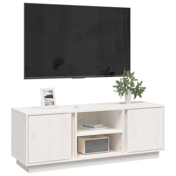 Mueble de TV madera maciza de pino blanco 110x35x40,5 cm