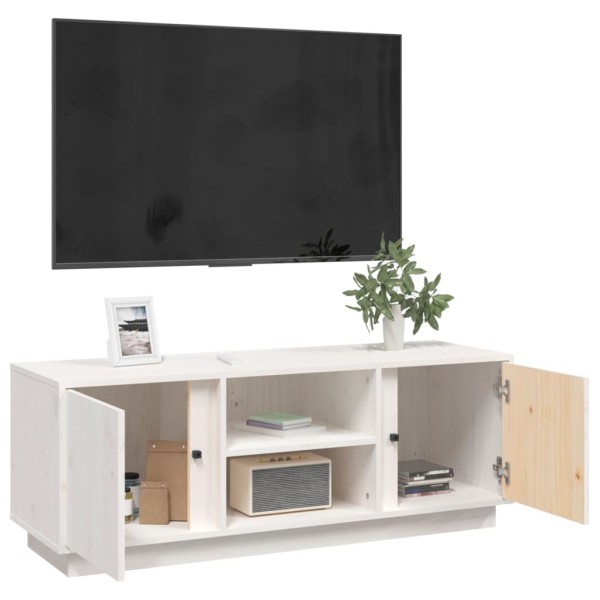 Mueble de TV madera maciza de pino blanco 110x35x40,5 cm