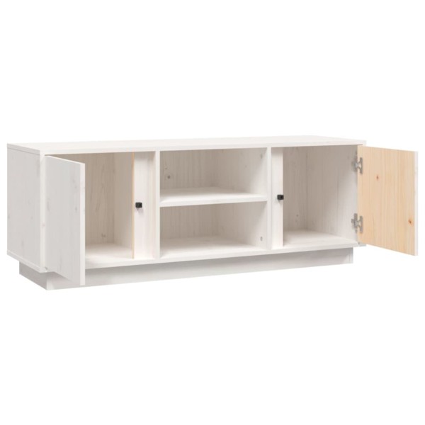 Mueble de TV madera maciza de pino blanco 110x35x40,5 cm