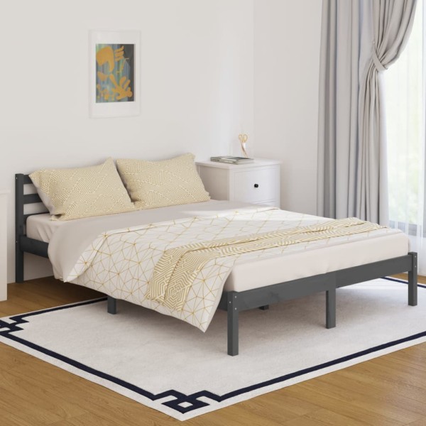 Estructura de cama madera maciza de pino gris 140x200 cm