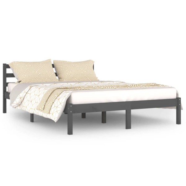 Estructura de cama madera maciza de pino gris 140x200 cm