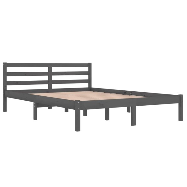 Estructura de cama madera maciza de pino gris 140x200 cm