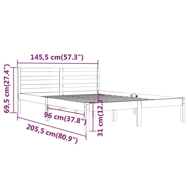 Estructura de cama madera maciza de pino gris 140x200 cm