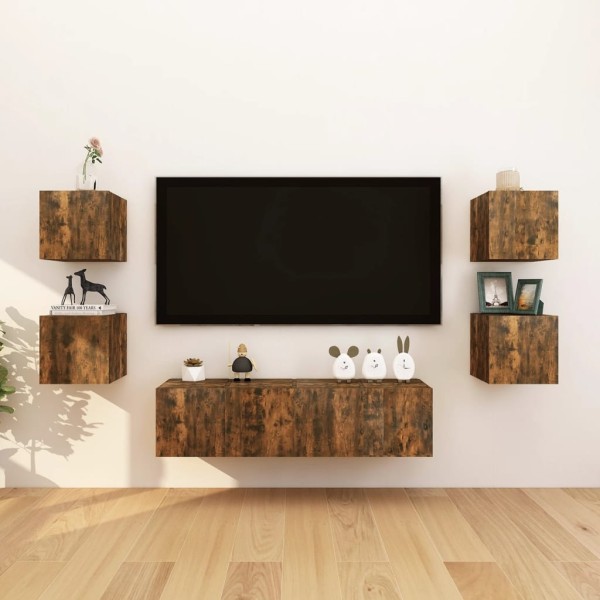 Muebles para TV de pared 2 uds roble ahumado 30,5x30x30 cm