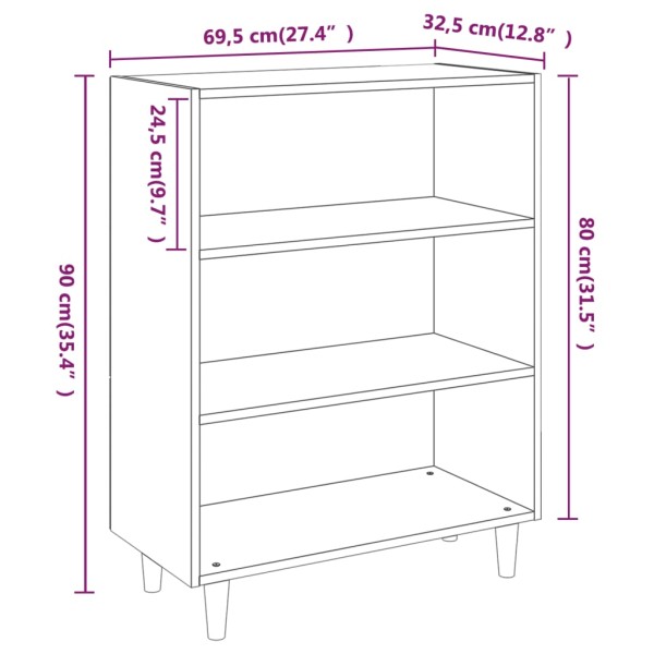 Aparador de madera contrachapada roble Sonoma 69,5x32,5x90 cm