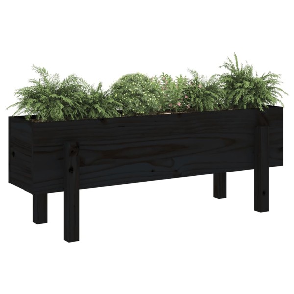 Arriate elevado de jardín madera maciza pino negro 101x30x38 cm