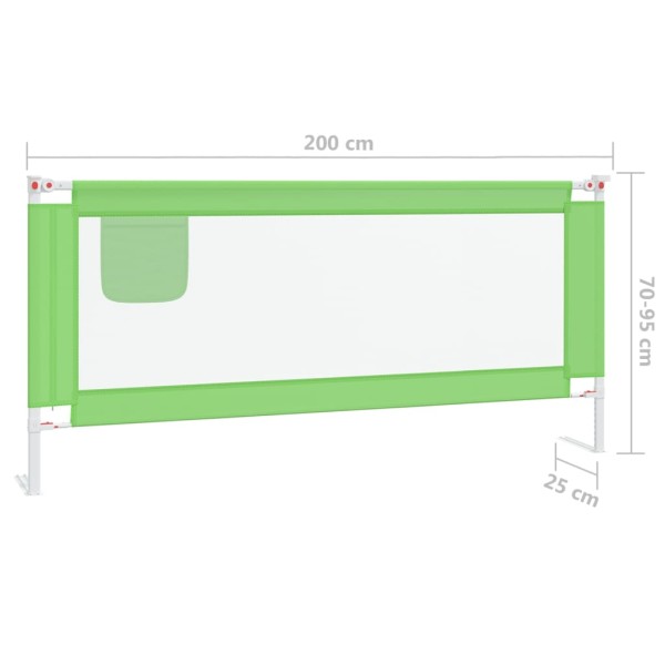 Barandilla de seguridad cama de niño verde tela 200x25 cm