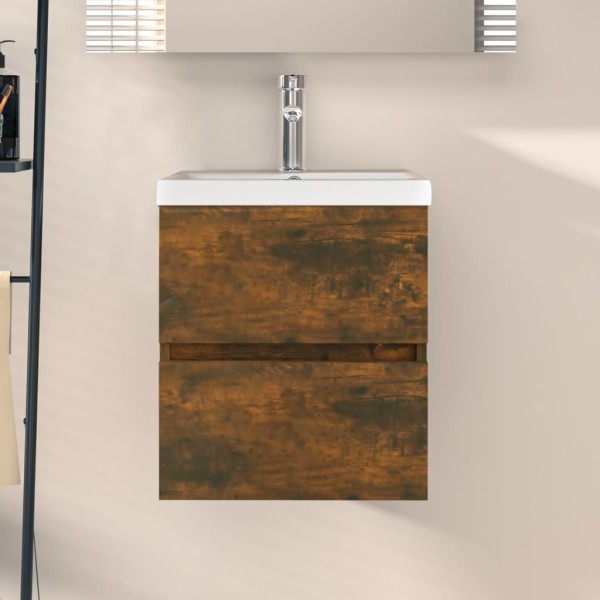 Mueble de lavabo contrachapado roble ahumado 41x38,5x45 cm