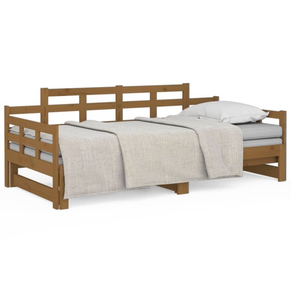 Sofá cama extraíble madera maciza pino marrón miel 2x(90x190)cm