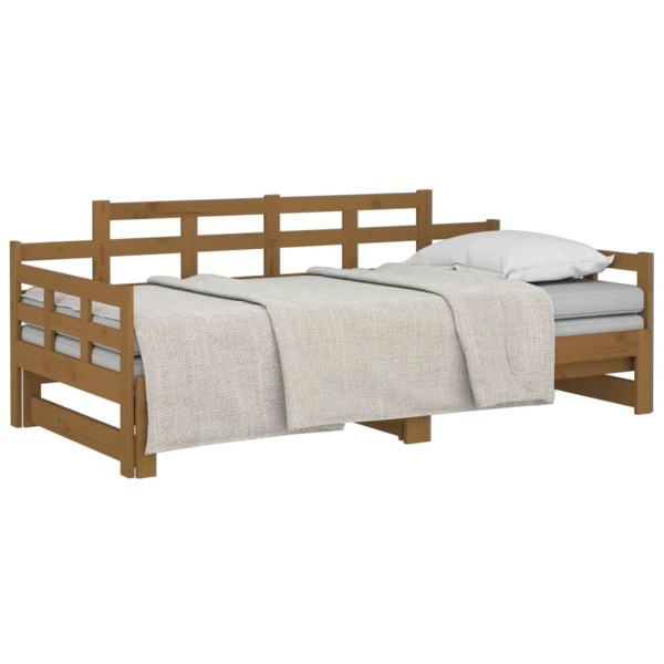 Sofá cama extraíble madera maciza pino marrón miel 2x(90x190)cm