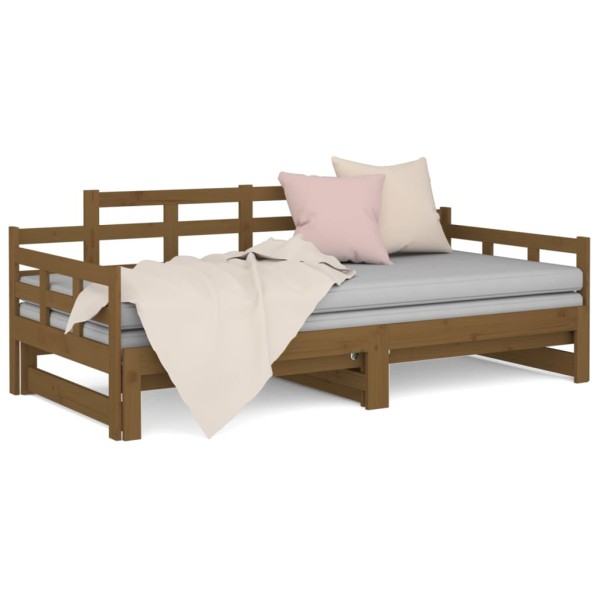 Sofá cama extraíble madera maciza pino marrón miel 2x(90x190)cm