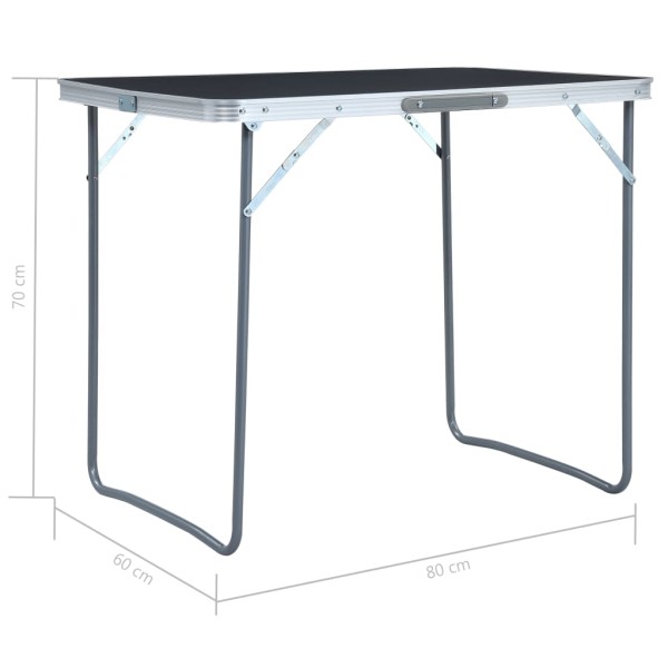 Mesa de camping plegable estructura metálica gris 80x60 cm