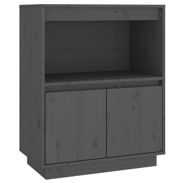 Aparador de madera maciza de pino gris 60x34x75 cm