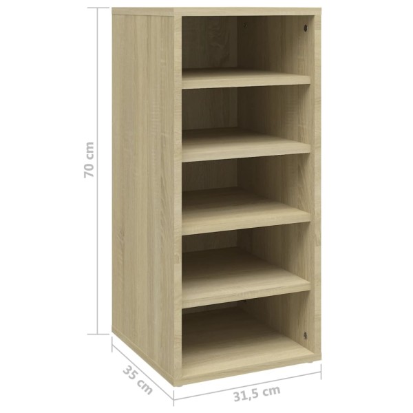 Mueble zapatero madera contrachapada roble Sonoma 31,5x35x70 cm