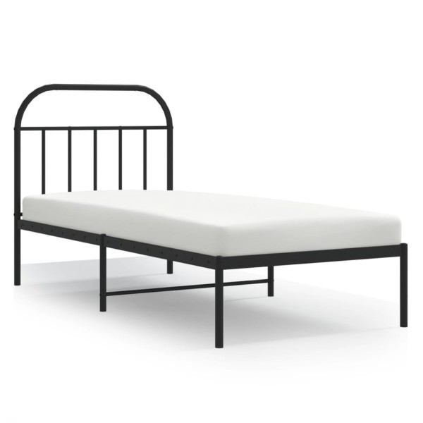 Estructura de cama con cabecero metal negro 90x200 cm