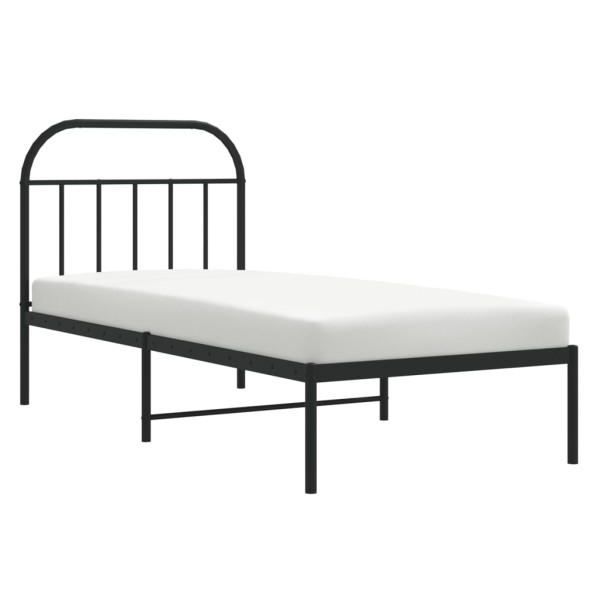 Estructura de cama con cabecero metal negro 90x200 cm