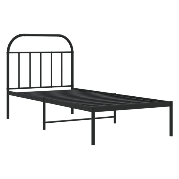 Estructura de cama con cabecero metal negro 90x200 cm