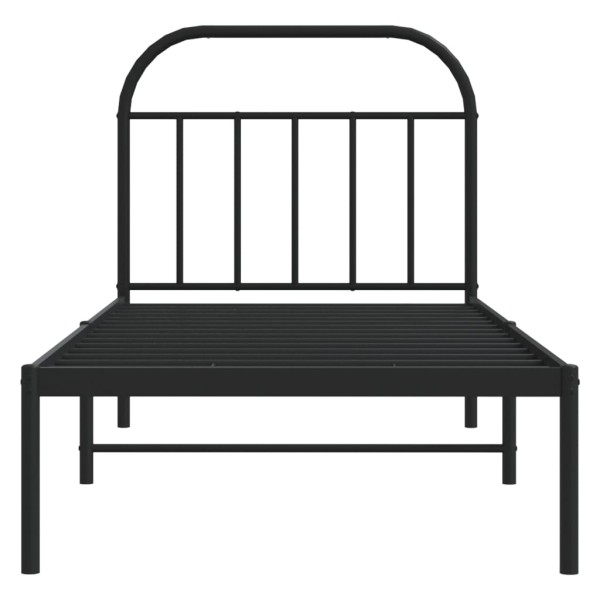 Estructura de cama con cabecero metal negro 90x200 cm