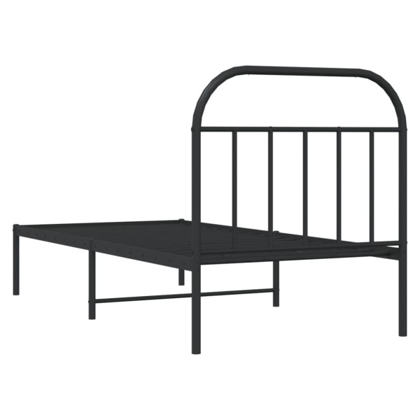 Estructura de cama con cabecero metal negro 90x200 cm