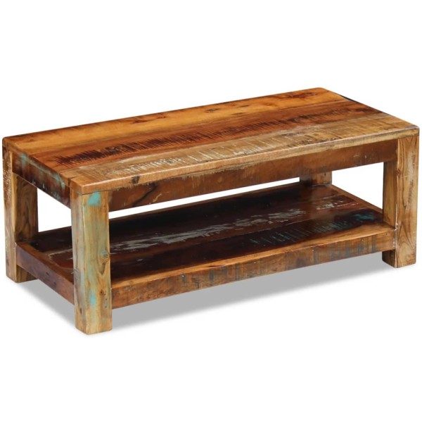 Mesa de centro de madera maciza reciclada 90x45x35 cm