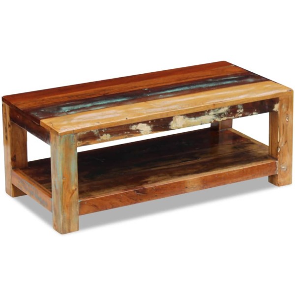 Mesa de centro de madera maciza reciclada 90x45x35 cm