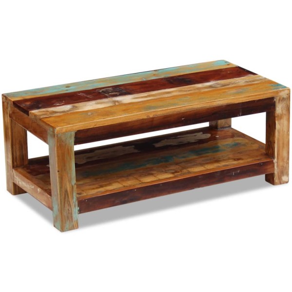 Mesa de centro de madera maciza reciclada 90x45x35 cm