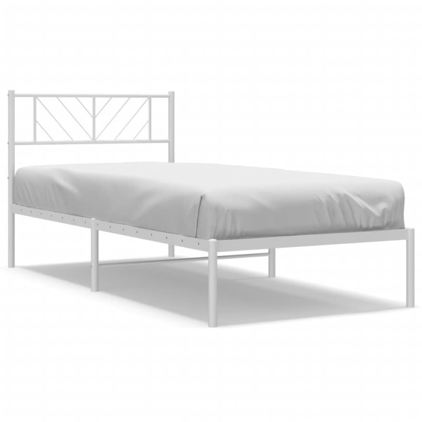 Estructura de cama de metal con cabecero blanco 100x200 cm