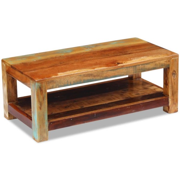 Mesa de centro de madera maciza reciclada 90x45x35 cm