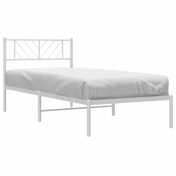 Estructura de cama de metal con cabecero blanco 100x200 cm